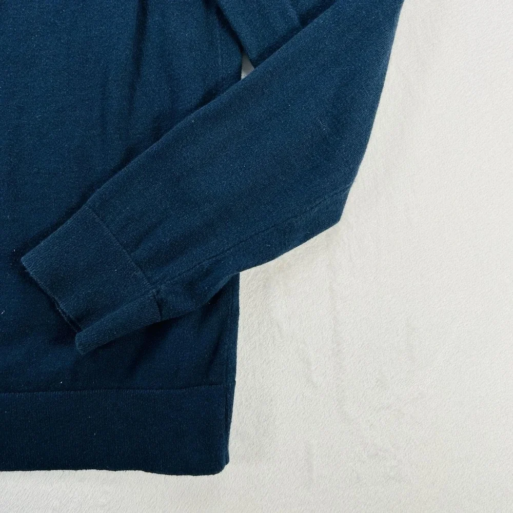 Banana Republic Sweater Mens Medium Blue Mock Neck 1/4 Zip Cotton Cashmere Knit